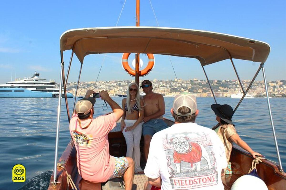 a group of people on a boat in the water
