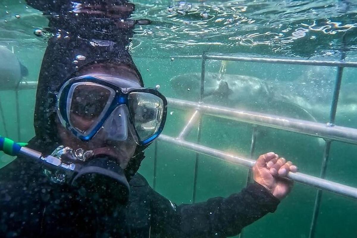 a man in a diving mask in the water