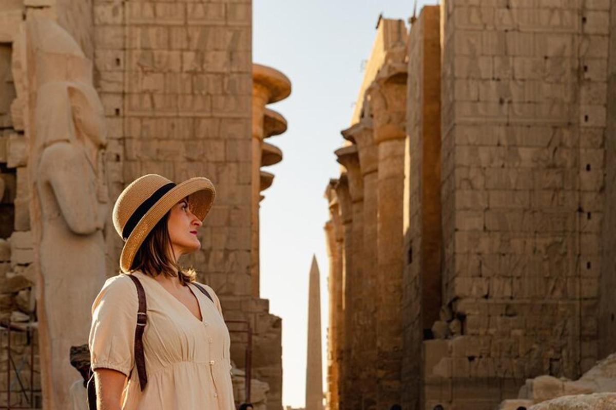 a woman in a hat standing in a street