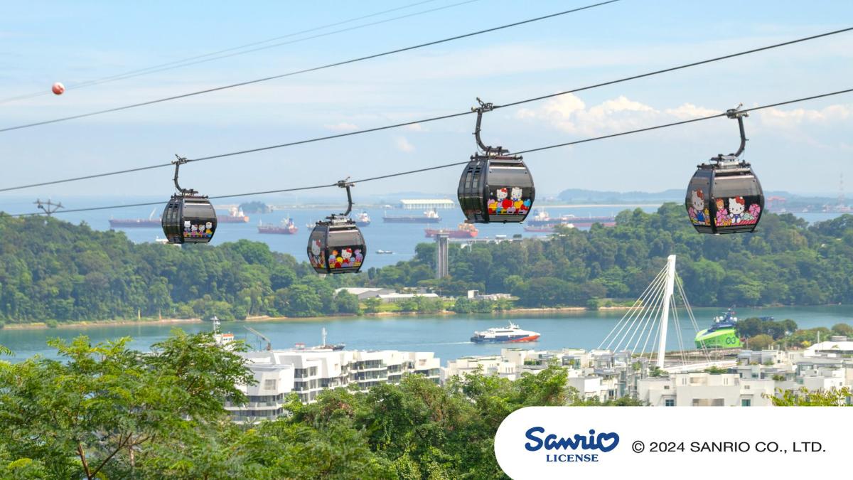 a group of gondolas flying over a river