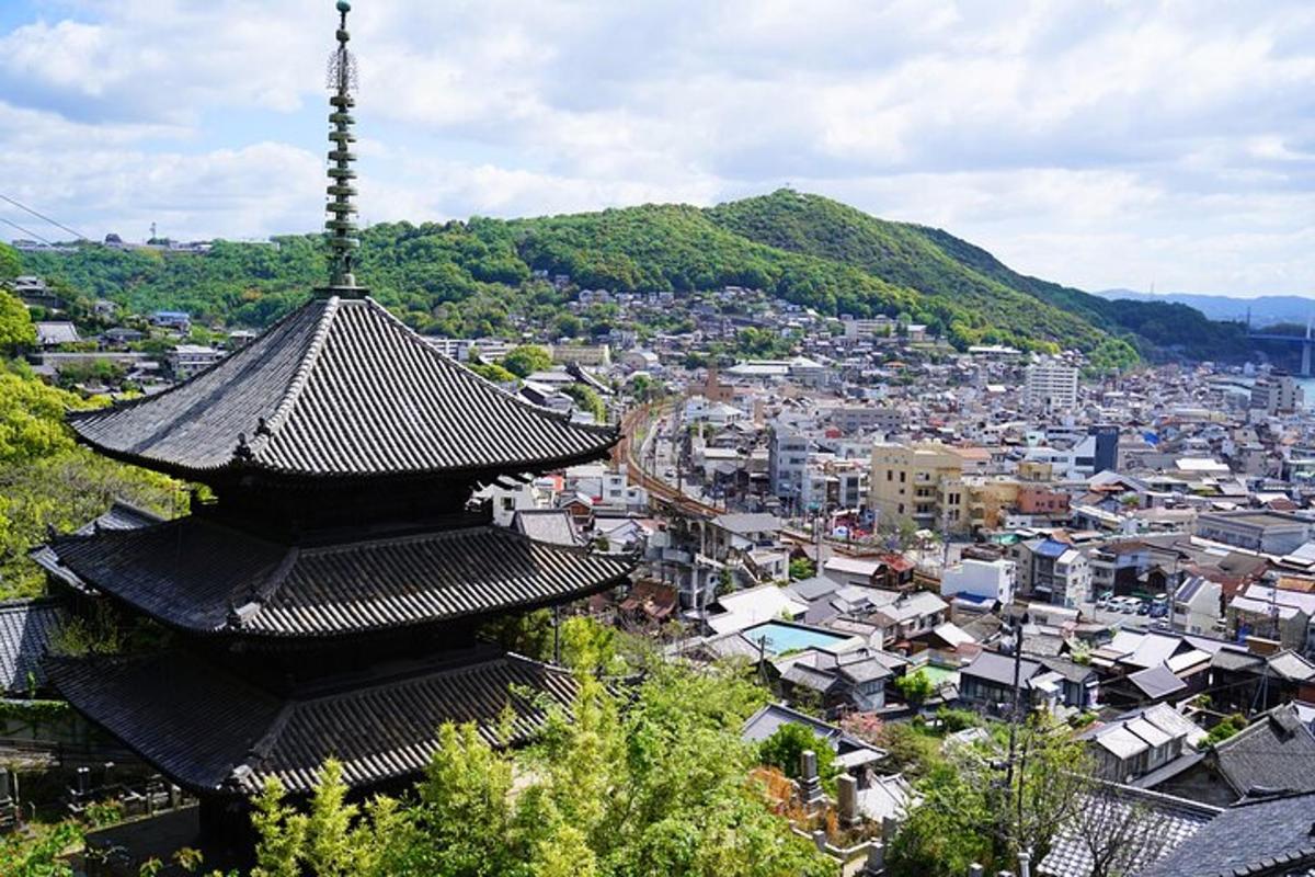a pagoda with a view of a city