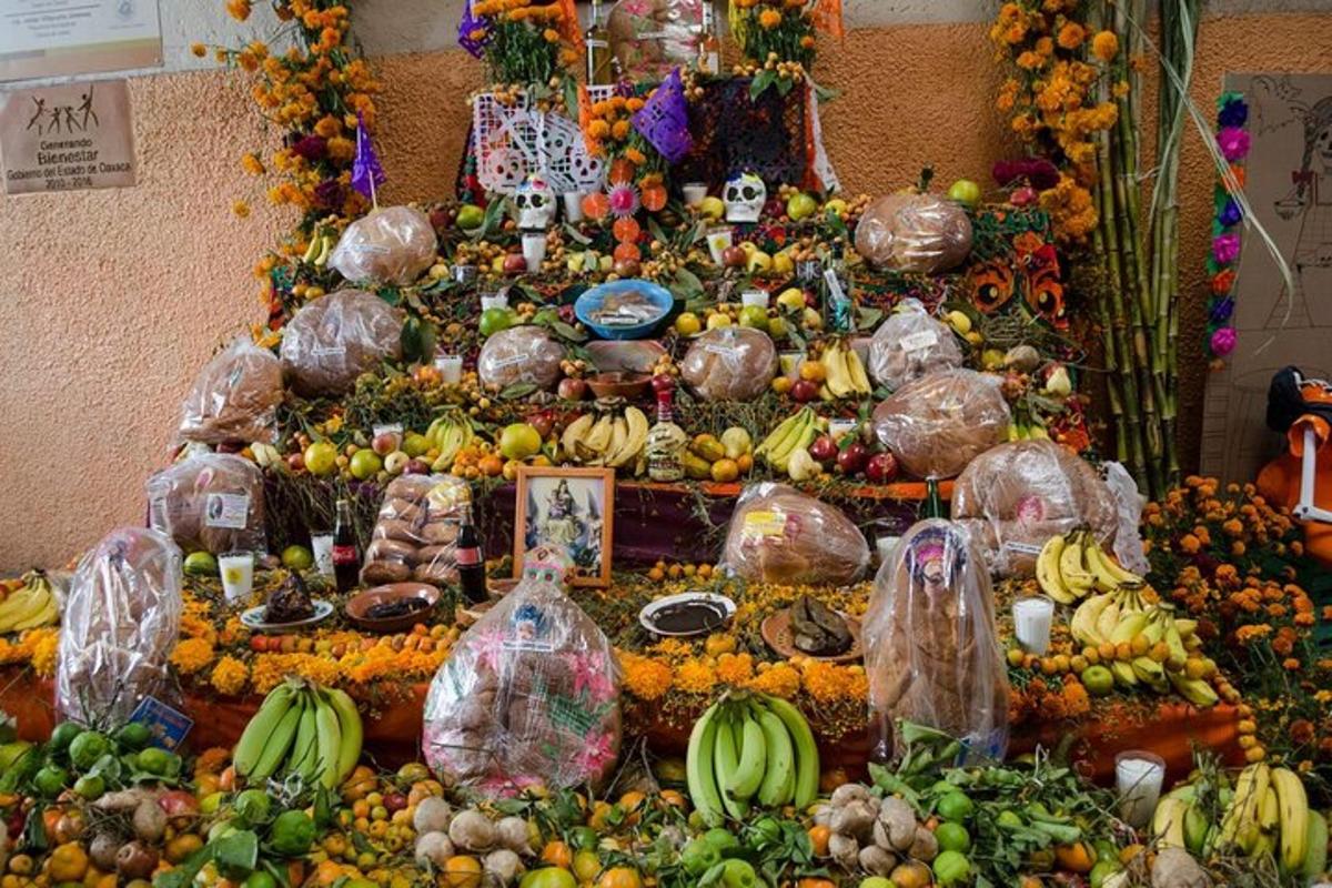 a display of fruits and vegetables on a table