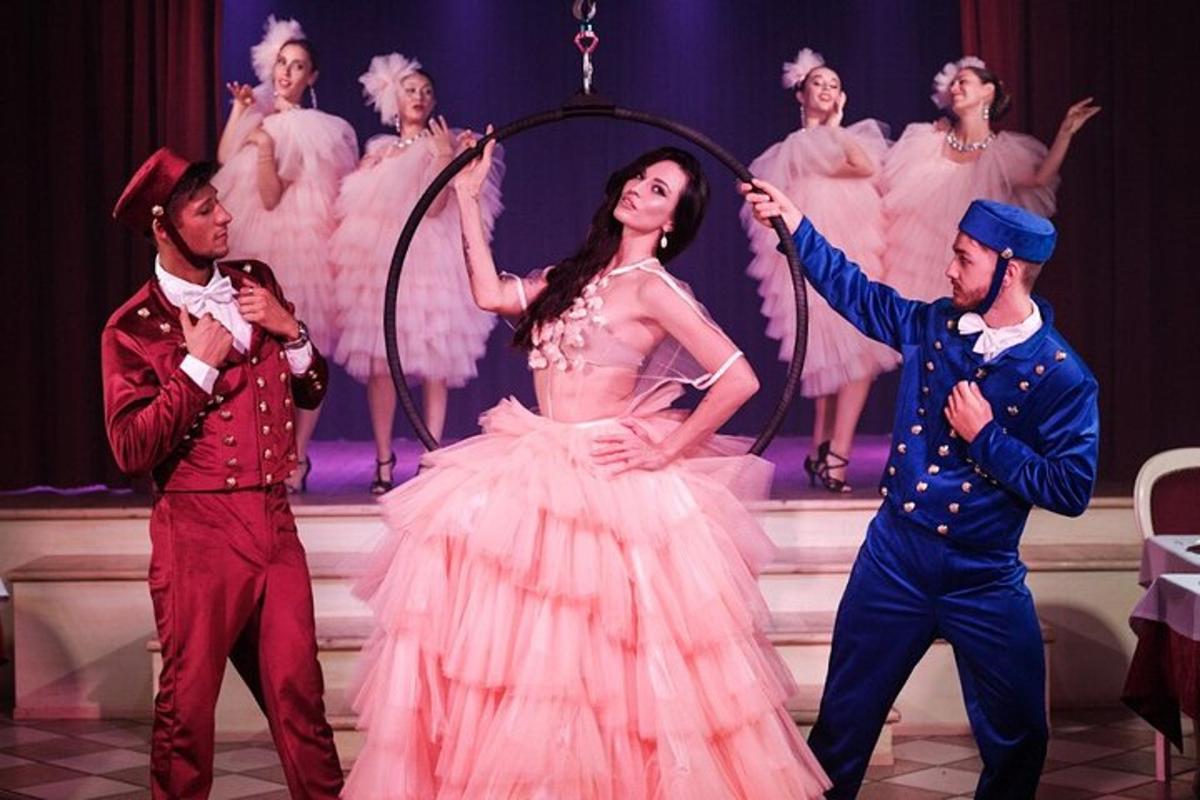 a group of people in a performance of a play