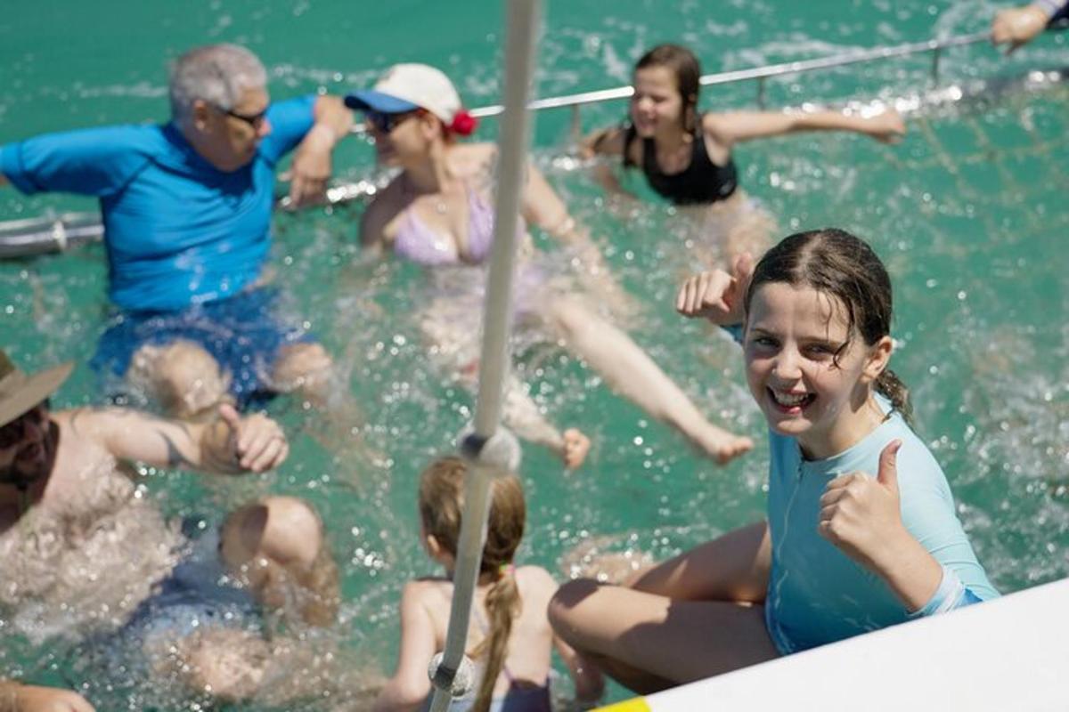 a group of people in a swimming pool