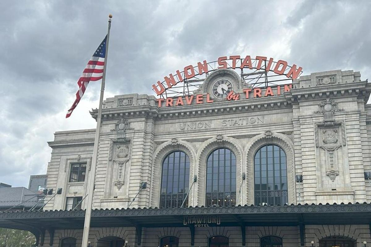 a building with an american flag on top of it