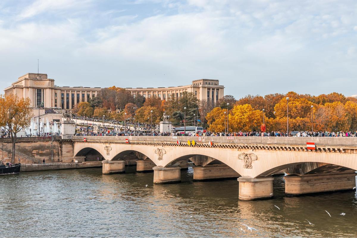 a bridge over a river in front of a city