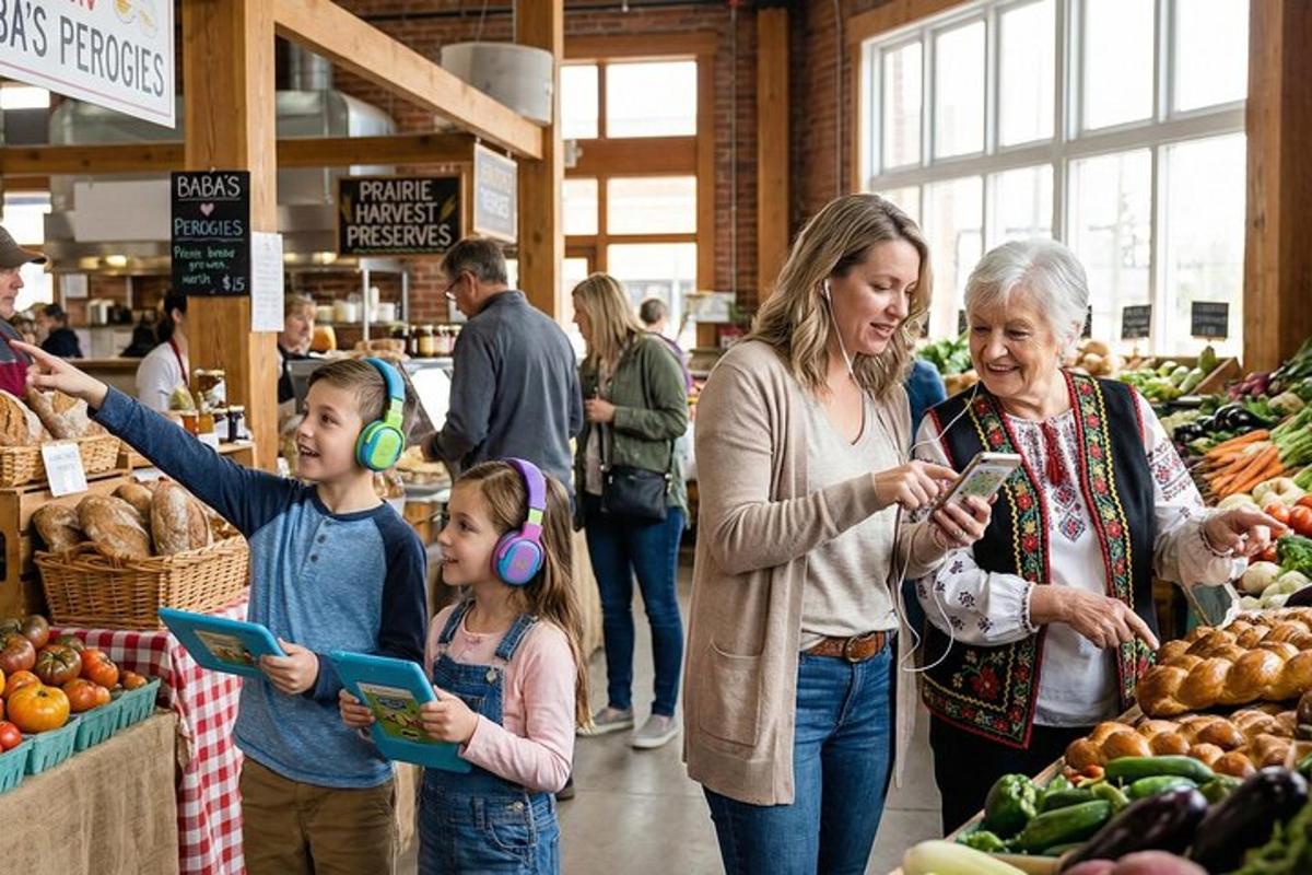 skupina lidí, kteří se dívají do svých mobilních telefonů v obchodě s potravinami