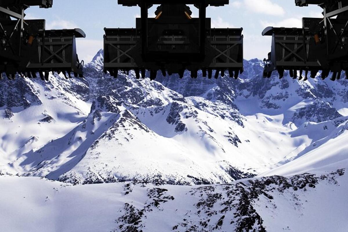 a view of a snow covered mountain