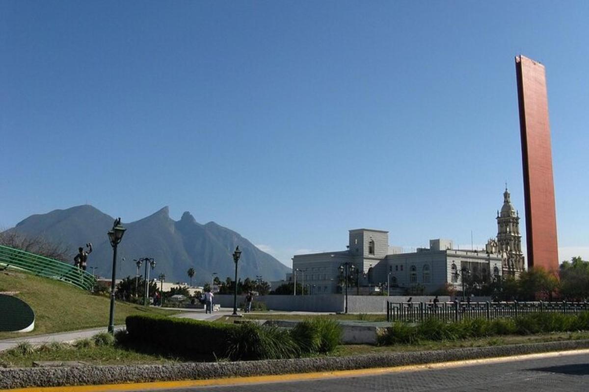 a view of a city with mountains in the background