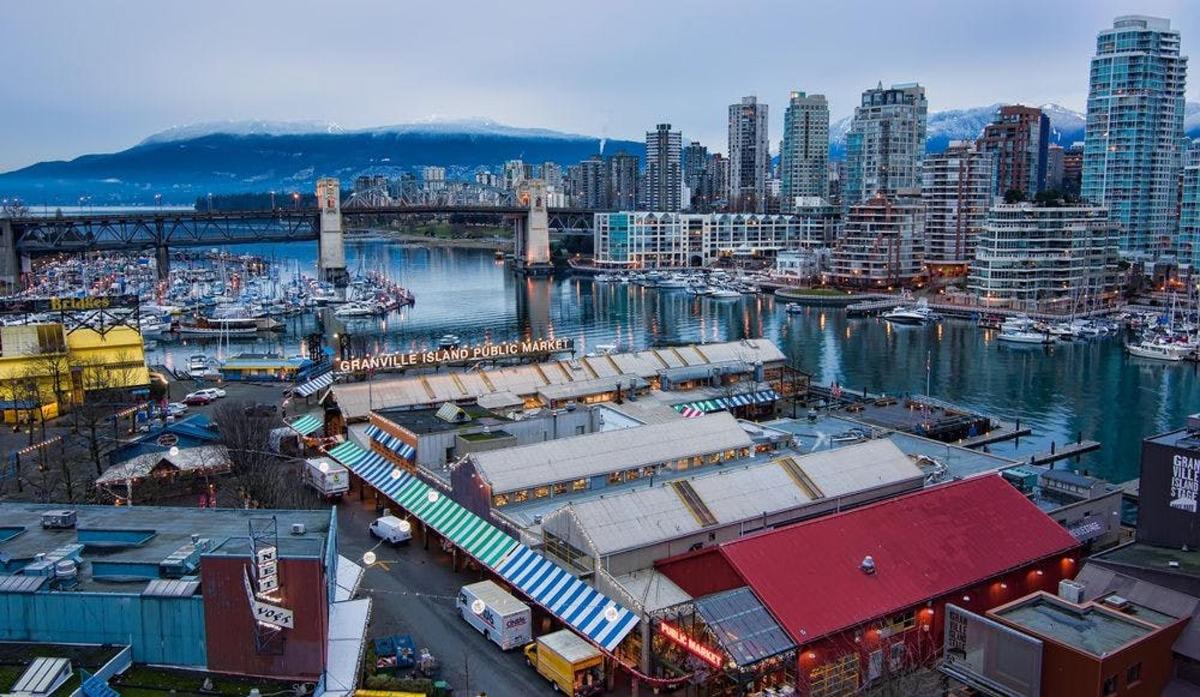 a city with a marina with boats in the water