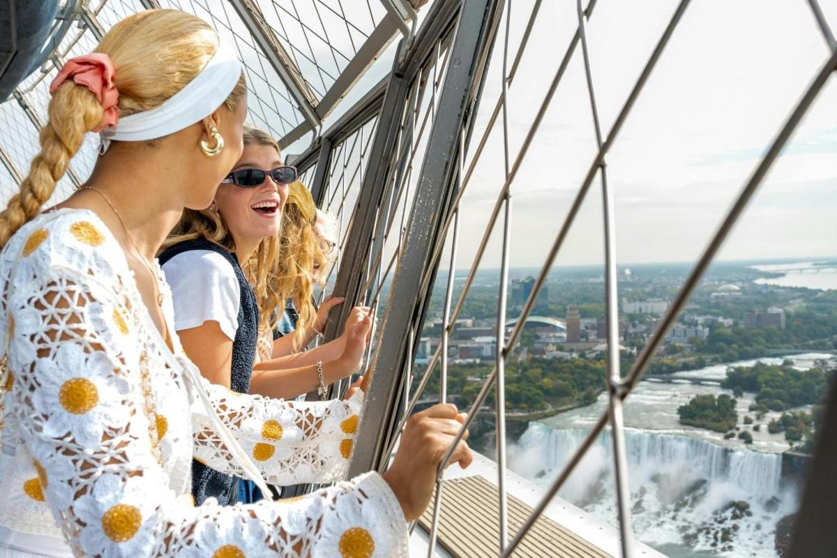 two women on a zip line at niagara falls