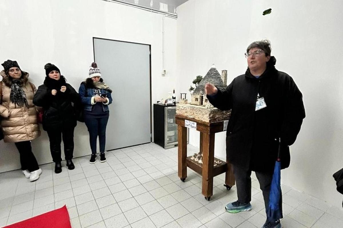 a group of people standing in a room