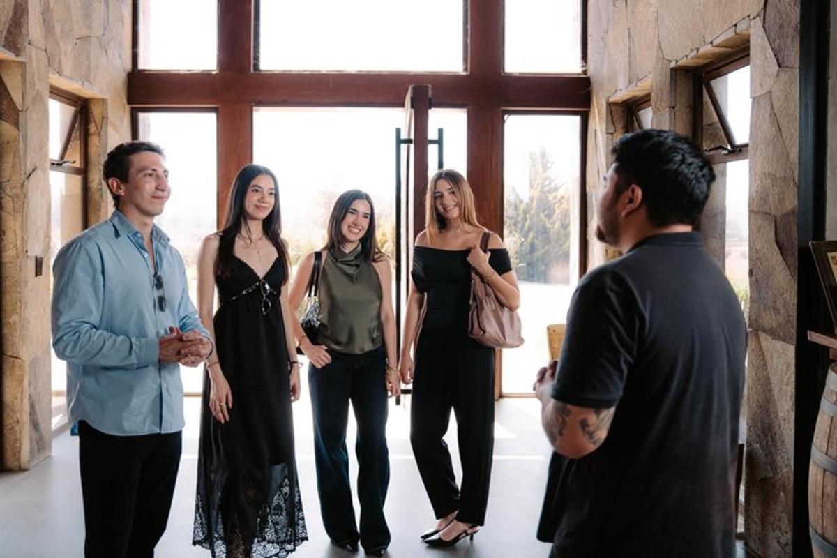 a group of people standing in a room