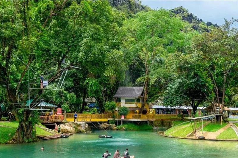 Vang Vieng:Zipline, Cave Tube, Trek,Longtail Boat, lagoon 2