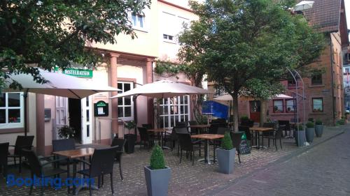 Terrace and internet place in Wertheim. Little and in superb location