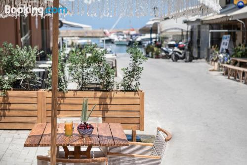 Stay cool: air-con place in Chania Town. Great!