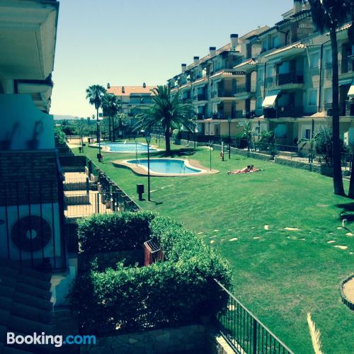 Small apartment in Les Cases d'Alcanar with terrace and pool.