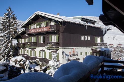 Great location and terrace in Megeve with heating and wifi