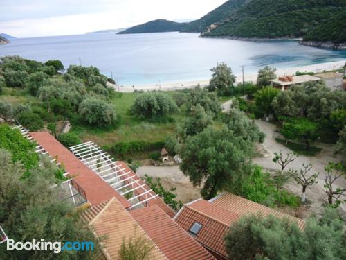 Apartment for 2 people in Mikros Gialos with terrace and swimming pool