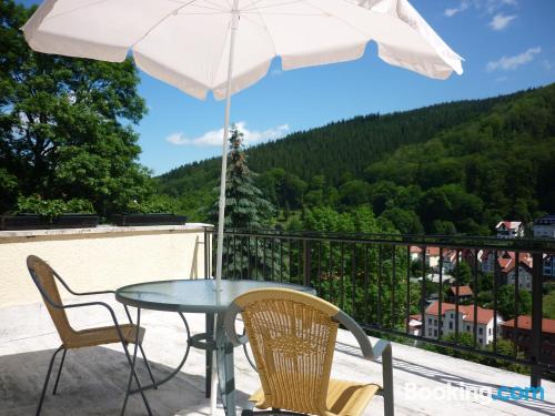 Pratique appartement pour couples. Terrasse et Internet!