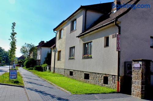 Center and terrace in Telč. Good choice for families