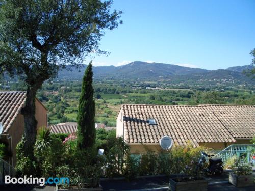 Terrace and internet apartment in Grimaud with pool